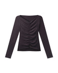 Thermal Ruched Front Double Layer Long Sleeve Top