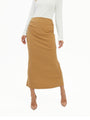 Ruched-Front Midi Skirt