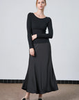 Buffed Silk-Liked Maxi Skirt