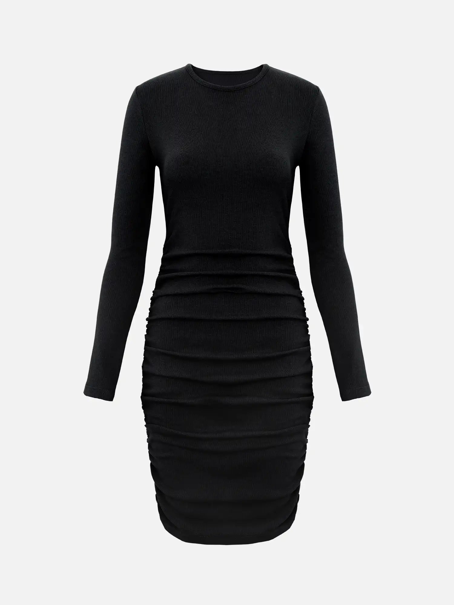 Side Ruched Long Sleeve Bodycon Mini Dress