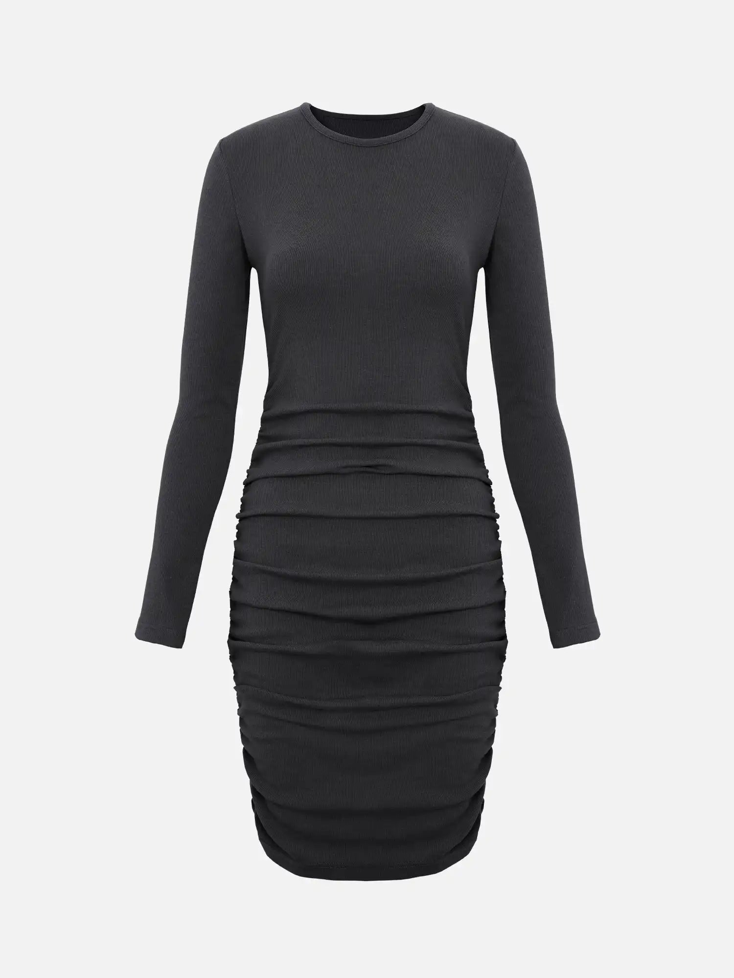 Side Ruched Long Sleeve Bodycon Mini Dress