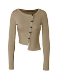 Asymmetric Button Front Fitted Cardigan