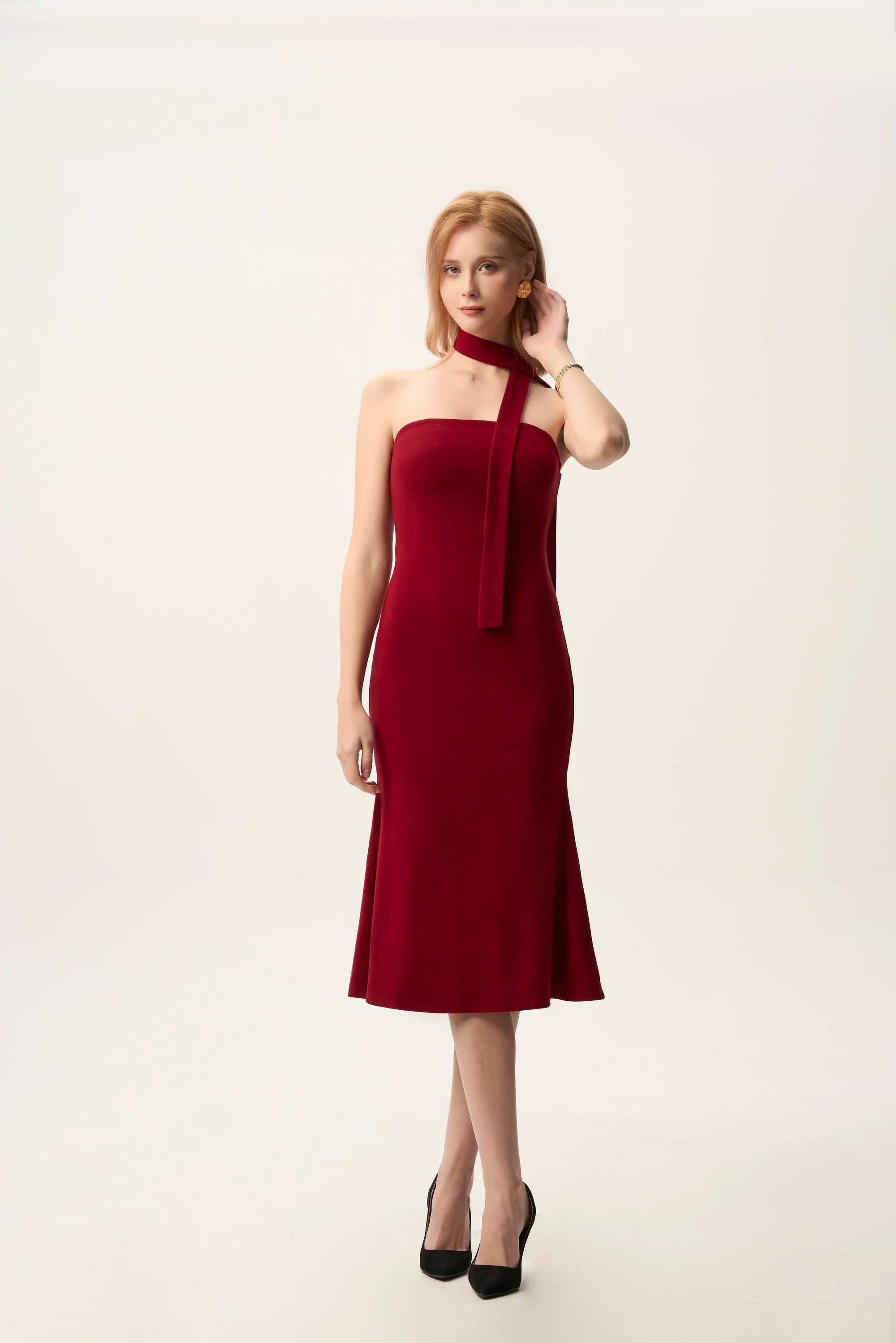 Halter Neck Cocktail Dress with Tie Detail