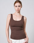 Ruched Sides Square Neck Braless Tank Top