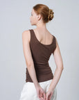 Ruched Sides Square Neck Braless Tank Top
