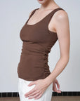 Ruched Sides Square Neck Braless Tank Top