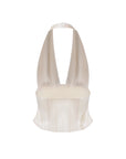 Silk-Like Haltered Ruched Sided Tank Top