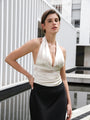 Silk-Like Haltered Ruched Sided Tank Top