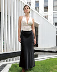 Silk-Like Haltered Ruched Sided Tank Top