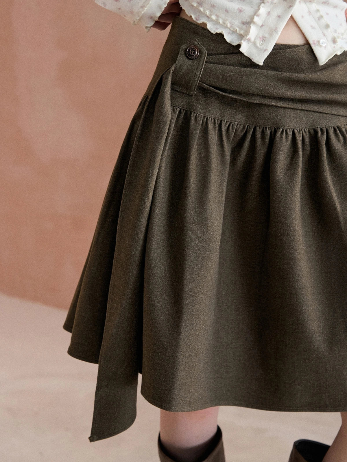 Asymmetric-Hem Draped A-Line Skirt