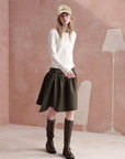 Asymmetric-Hem Draped A-Line Skirt