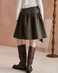 Asymmetric-Hem Draped A-Line Skirt