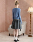 Asymmetric-Hem Draped A-Line Skirt