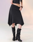 Asymmetric-Hem Midi Skirt