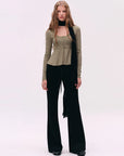 Button-Detail U-Neck Peplum Top