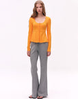 Button-Detail U-Neck Peplum Top