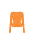 Button-Detail U-Neck Peplum Top