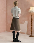 Cable-Stitch Mock-Neck Short-Sleeve Sweater