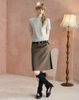 Cable-Stitch Mock-Neck Short-Sleeve Sweater