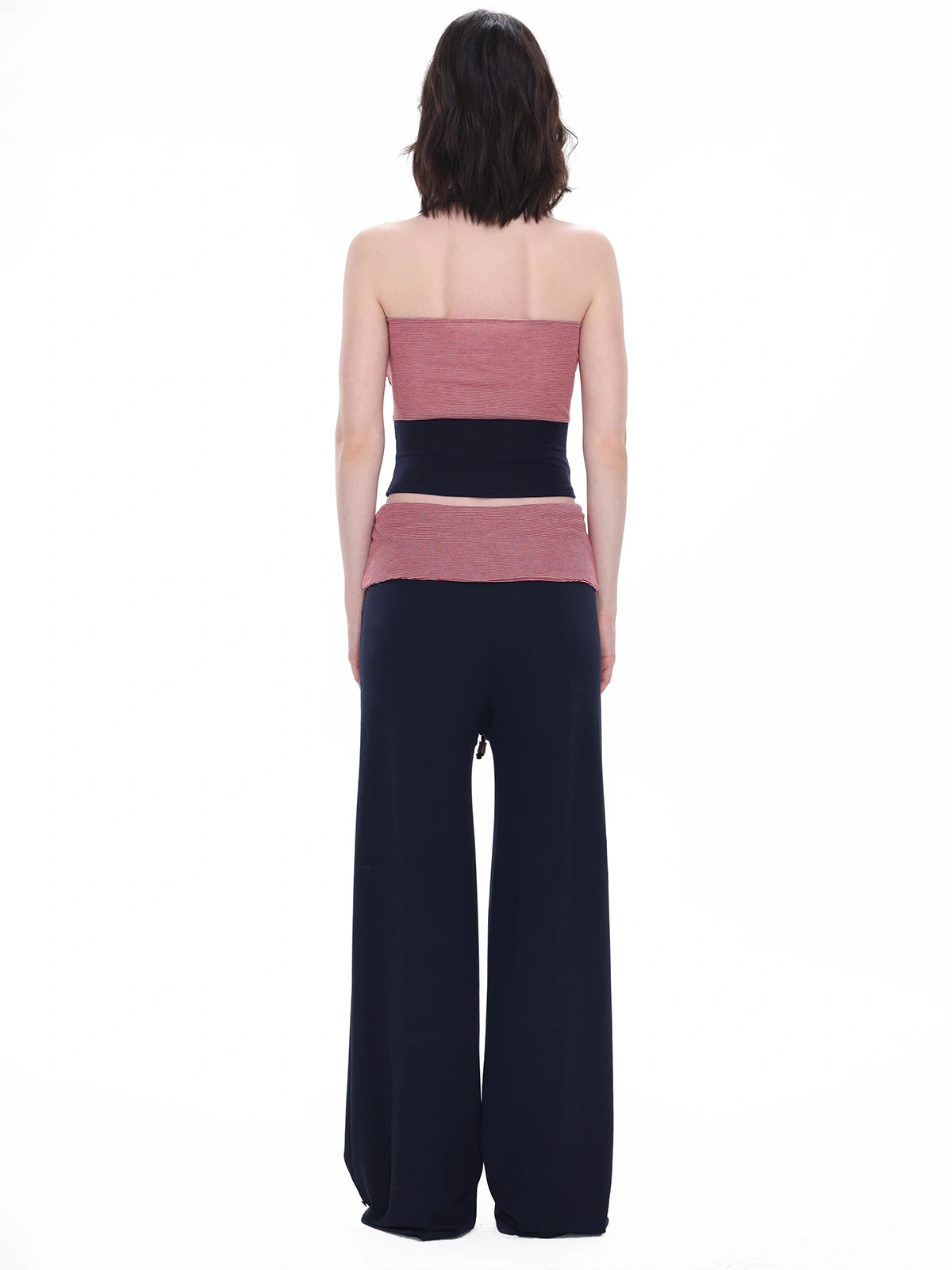 Contrast-Waist Micro-Flare Pants