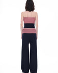 Contrast-Waist Micro-Flare Pants