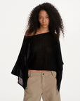 Convertible Off-Shoulder Cape Top in Black ¡ª view 9
