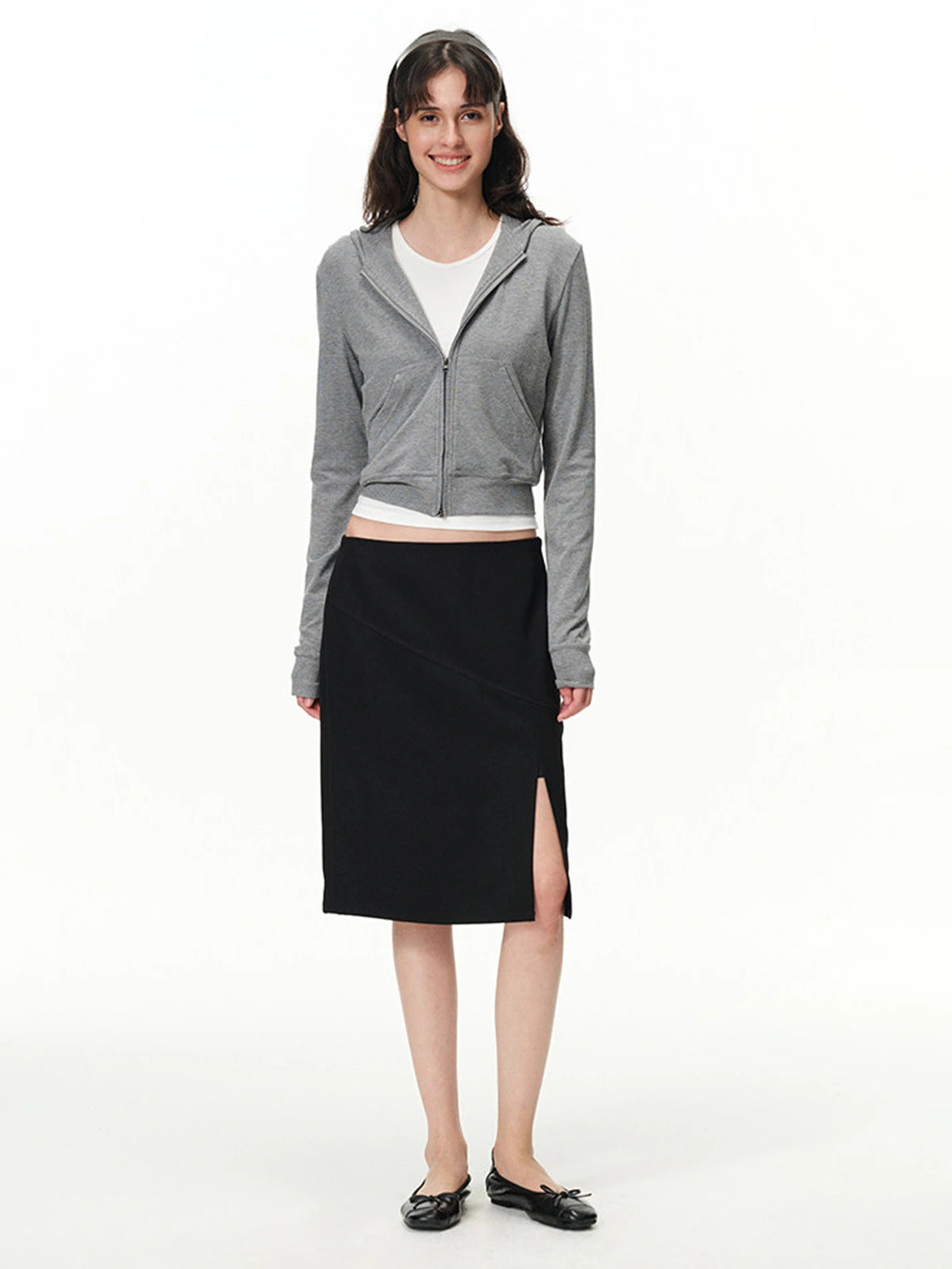 Cropped Two-Way Zip Hoodie