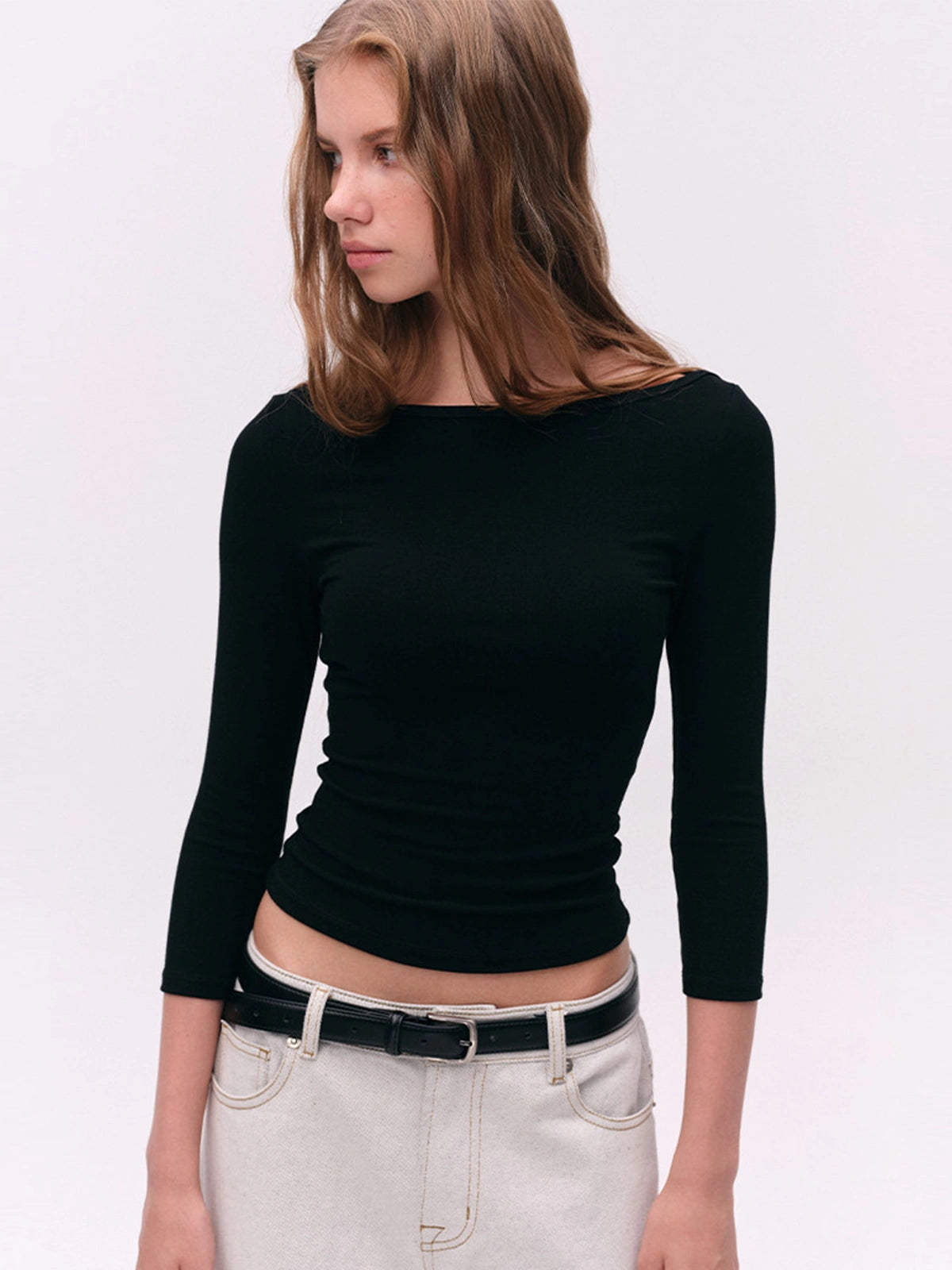 Cross-Shoulder Boatneck Top