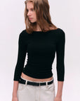 Cross-Shoulder Boatneck Top