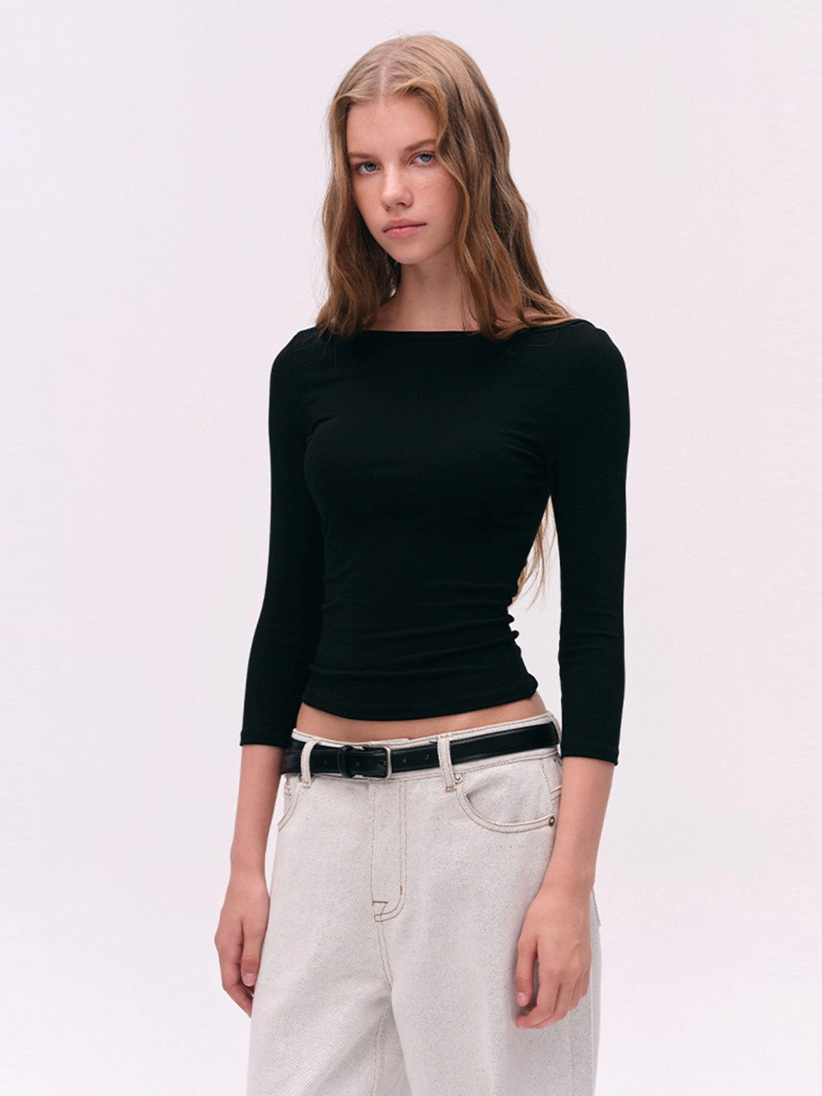 Cross-Shoulder Boatneck Top