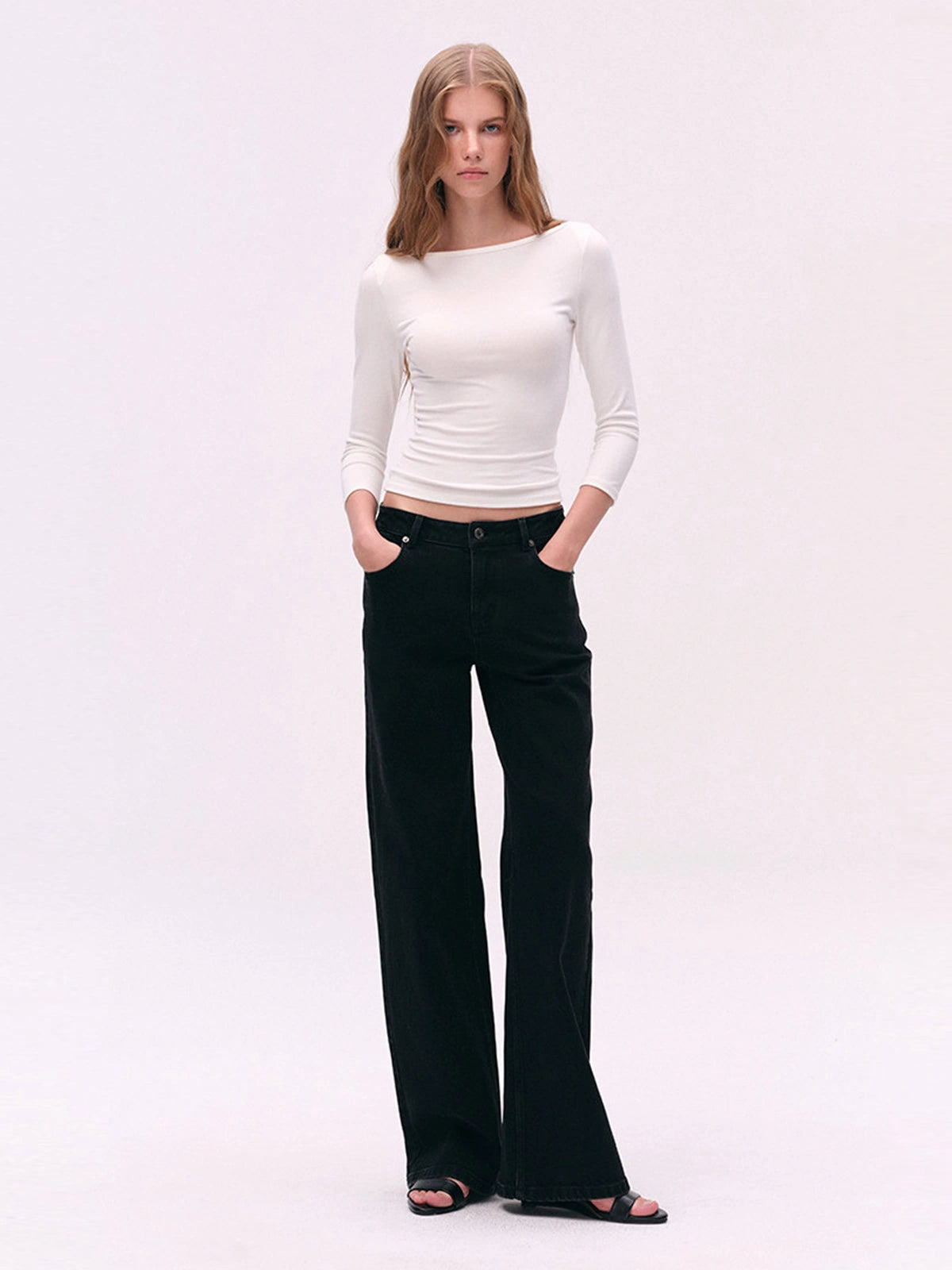 Cross-Shoulder Boatneck Top