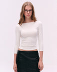 Cross-Shoulder Boatneck Top