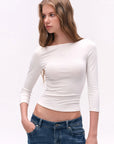 Cross-Shoulder Boatneck Top