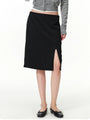 Curved-Seam Side-Slit Midi Skirt
