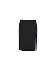 Curved-Seam Side-Slit Midi Skirt