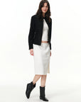 Curved-Seam Side-Slit Midi Skirt