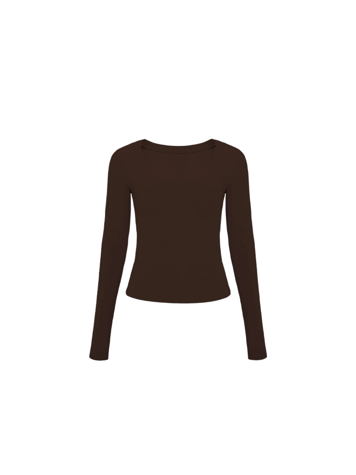 Deep U-Neck Fitted Long-Sleeve Top