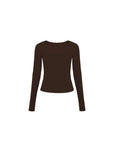 Deep U-Neck Fitted Long-Sleeve Top