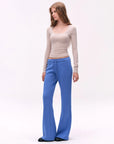 Deep U-Neck Fitted Long-Sleeve Top