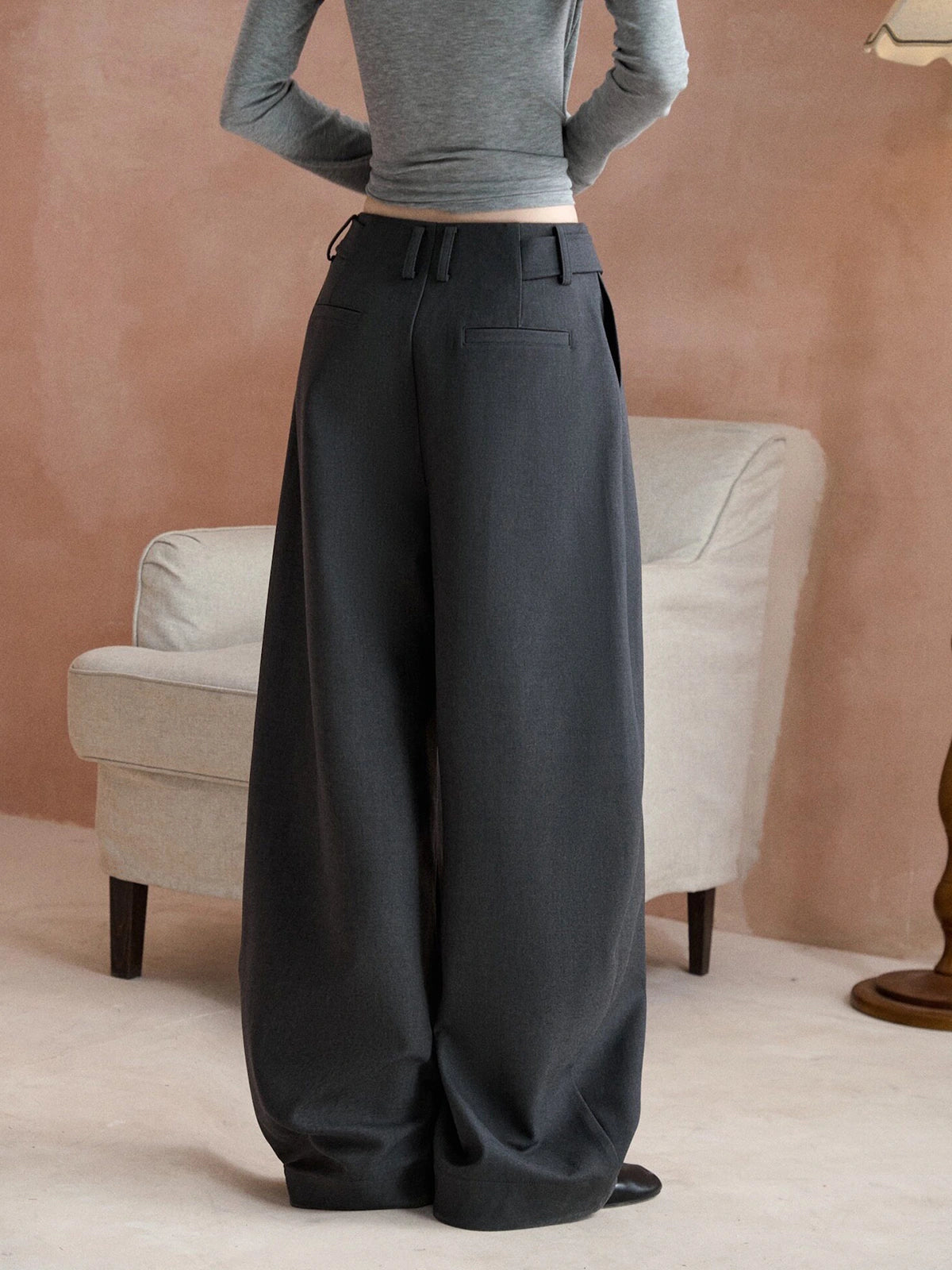Double-Pleat Barrel-Leg Pants