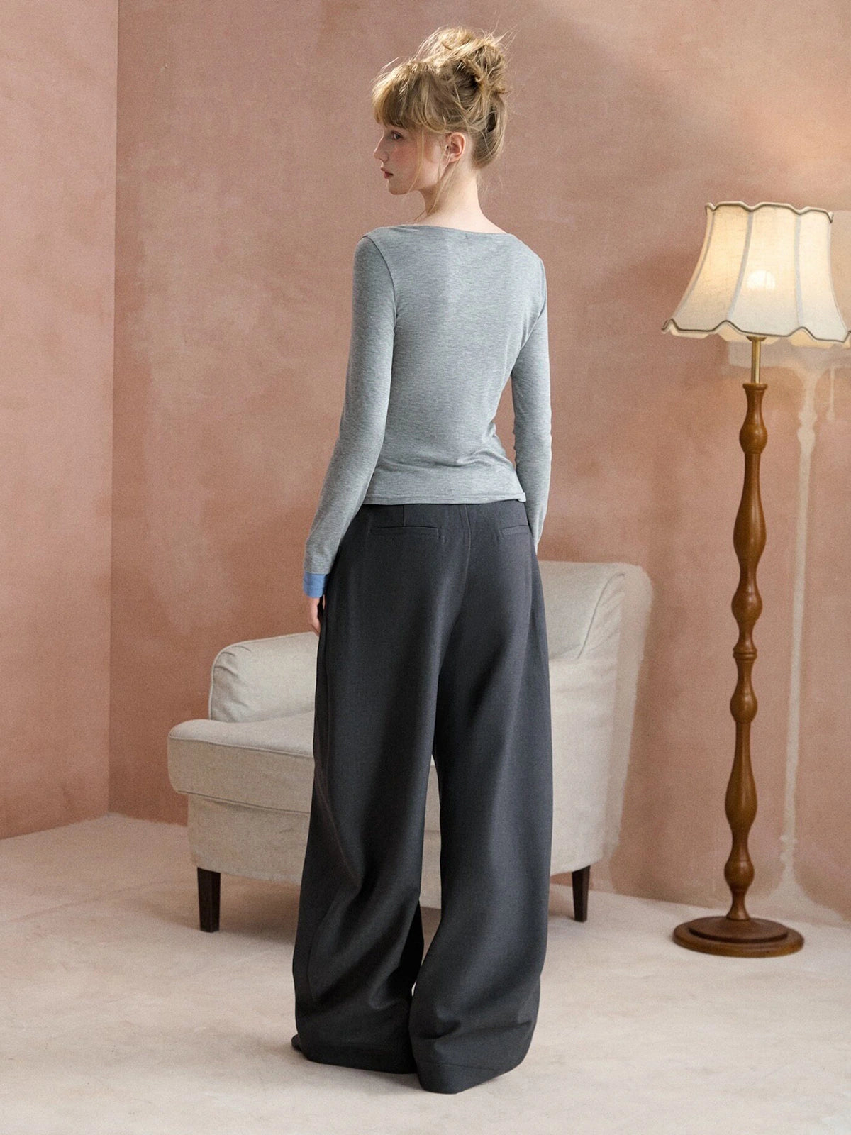 Double-Pleat Barrel-Leg Pants