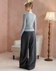 Double-Pleat Barrel-Leg Pants