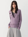 Double-Pocket Henley Long Sleeve Top in Navy ¡ª view 3