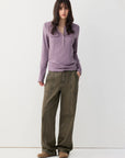 Double-Pocket Henley Long Sleeve Top