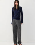 Double-Pocket Henley Long Sleeve Top