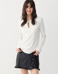 Double-Pocket Henley Long Sleeve Top