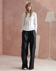 Double-Waist Cargo Wide-Leg Pants