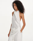 Draped Cowl-Neck Halter Top in Ivory ¡ª view 8