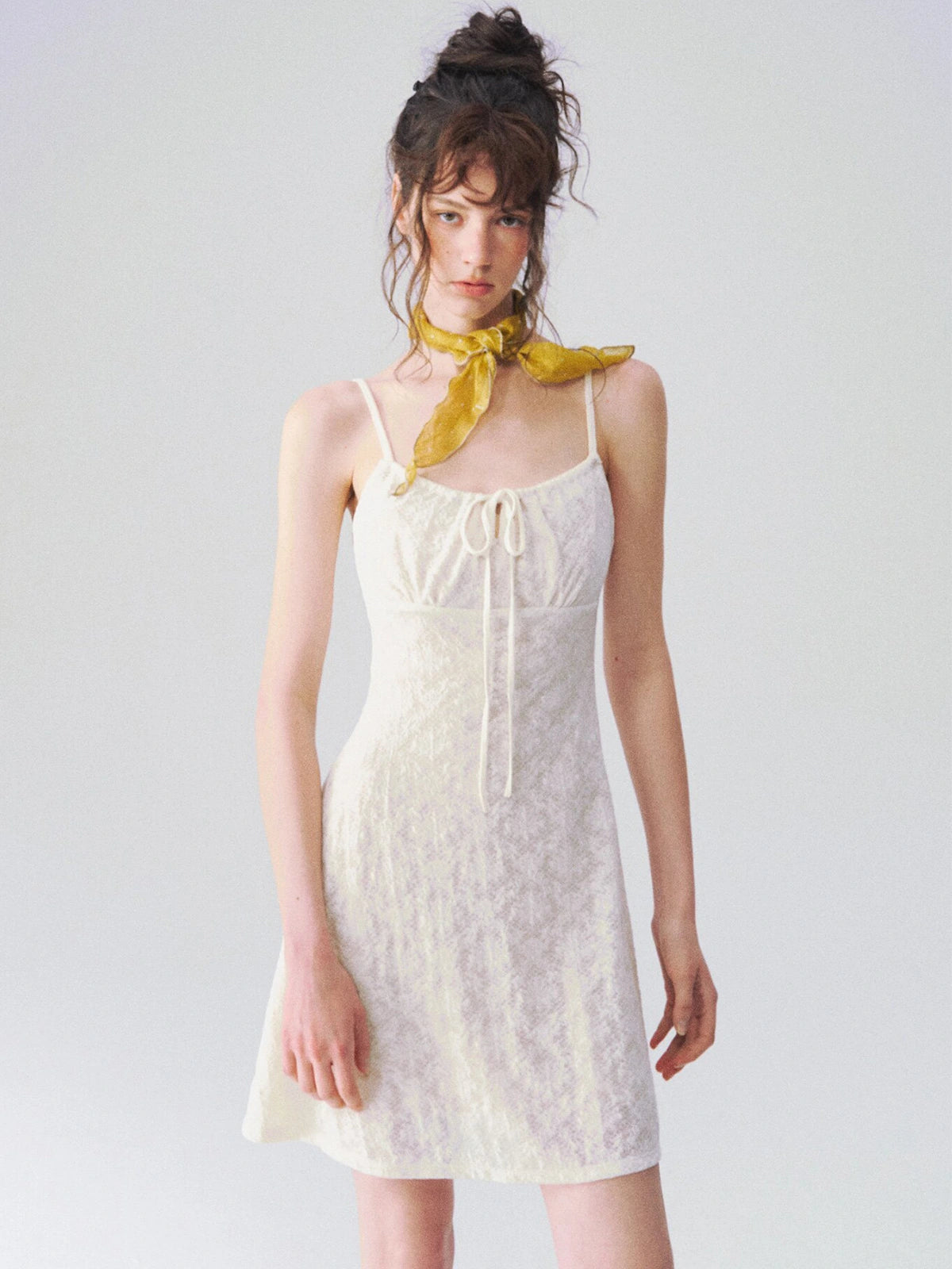 Drawstring Cami Mini Dress in Ivory ¡ª view 4