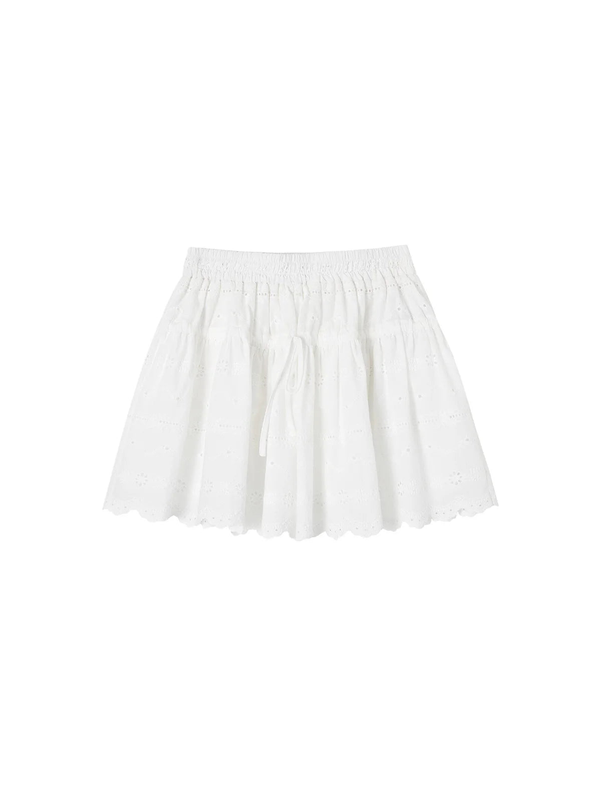 Embroidered Drawstring Mini Skirt
